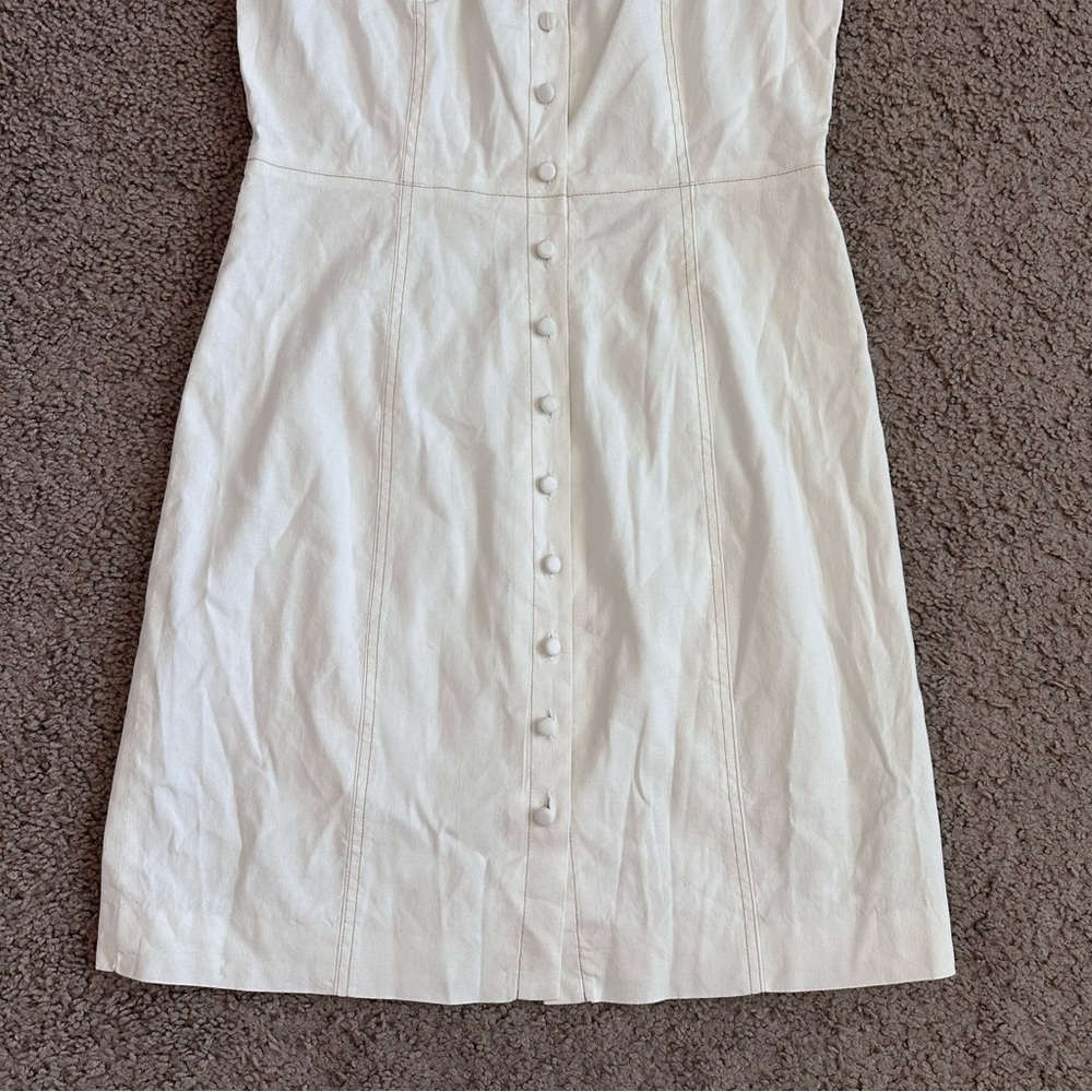Theory Womens 4 Kayleigh Linen Blend White Button Front Mini Dress - Picture 12 of 16